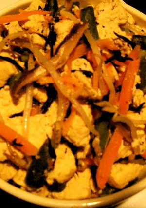 豆腐としいたけの塩炒めひじき入り-レシピのメイン写真