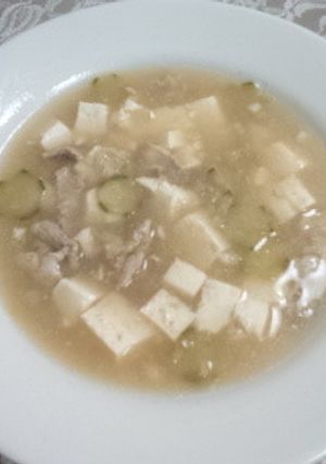 きゅうり消費に！豚と豆腐のまろやかスープ-レシピのメイン写真