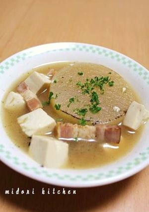 旨みしみこむ！大根ステーキの朝コンスープ-レシピのメイン写真