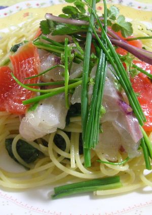 ちらし寿司風昆布じめ冷製パスタ-レシピのメイン写真