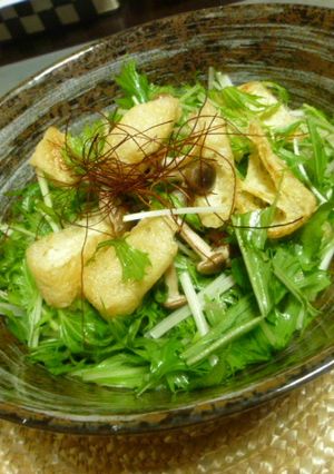 カリカリ油揚げと水菜の柚子胡椒サラダ-レシピのメイン写真