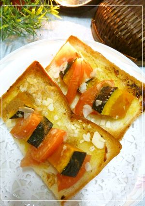 トマトと南瓜の甘いトースト　白味噌風味-レシピのメイン写真