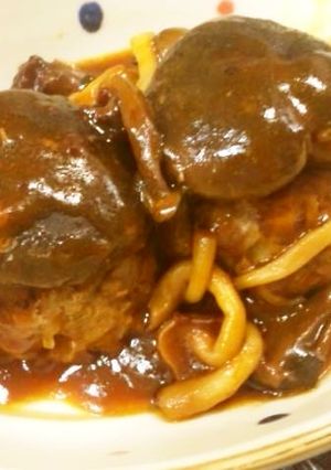 簡単　煮込みきのこハンバーグ-レシピのメイン写真