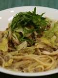 肉味噌の和風クリームパスタ