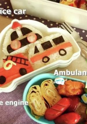 男の子弁当 *パトカー・救急車・消防車*-レシピのメイン写真