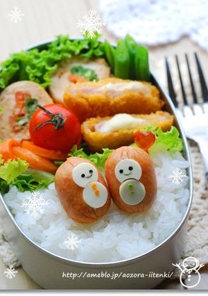 簡単雪だるまのお弁当＊キャラ弁クリスマス-レシピのメイン写真