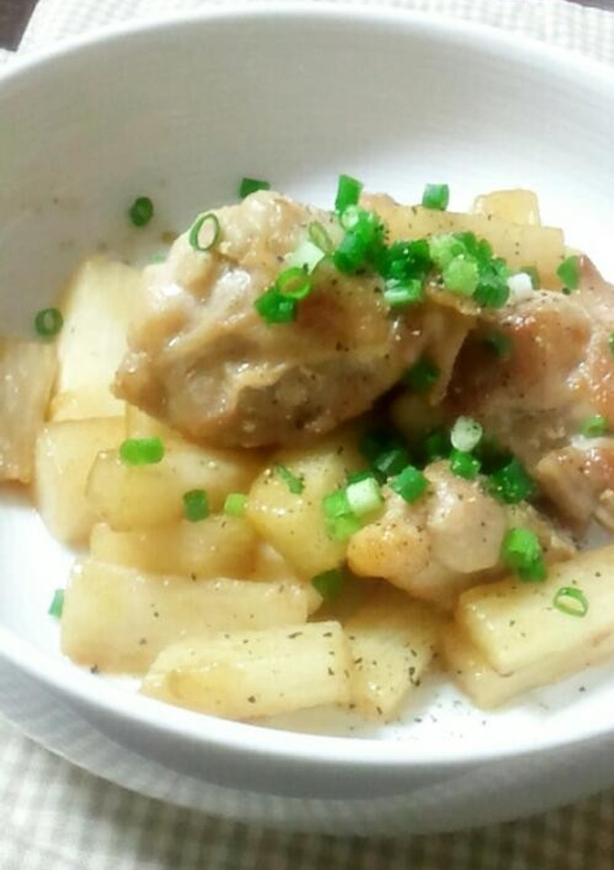 鶏肉と長いもの柚子こしょう炒め-レシピのメイン写真