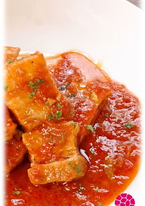 クリスマス♪豚肉とこんぶ梅のトマト煮込み-レシピのメイン写真