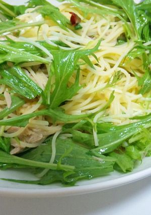 水菜とツナのペペロンチーノ-レシピのメイン写真