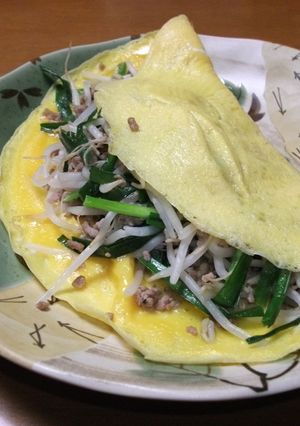 ニラともやしのスィートチリオムレツ-レシピのメイン写真