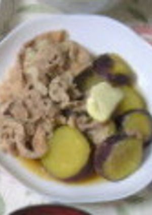 サツマイモと豚肉の煮物-レシピのメイン写真