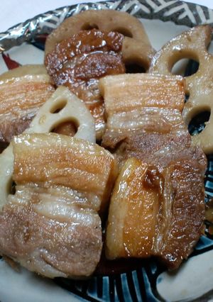 豚バラ肉と蓮根の照り煮-レシピのメイン写真