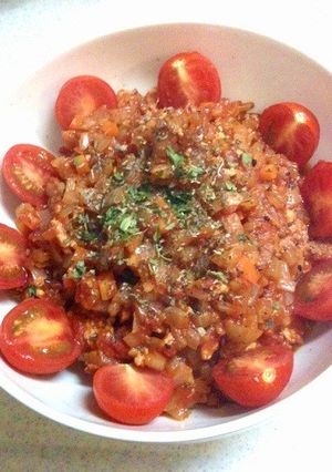 挽肉と玉ねぎとにんじんとトマトの炒め-レシピのメイン写真