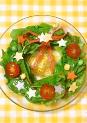 クリスマスに☆簡単おしゃれなリースサラダ-レシピのメイン写真