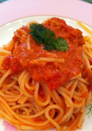 ツナとトマトクリームパスタ-レシピのメイン写真