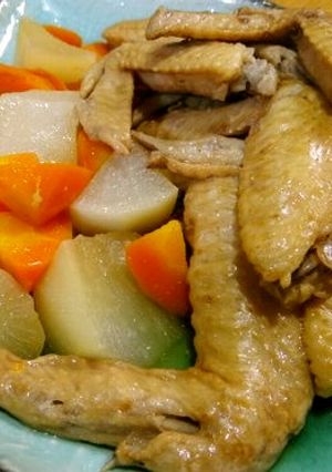 手羽先と大根・人参の酢じょうゆ煮-レシピのメイン写真