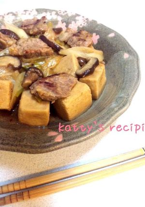 牛バラと高野豆腐ネギのオイスターソース煮-レシピのメイン写真