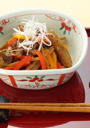 ごぼうと牛肉の炒めもの七味風味-レシピのメイン写真