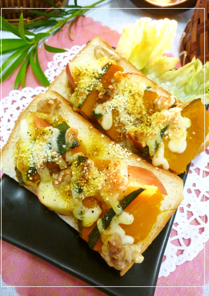 りんごと南瓜のカレー風味のトースト-レシピのメイン写真
