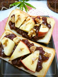 りんごと胡桃を乗せた塩あんトースト-レシピのメイン写真