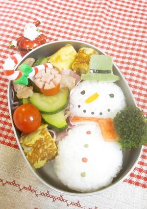 キャラ弁　絵本みたいな雪だるま-レシピのメイン写真
