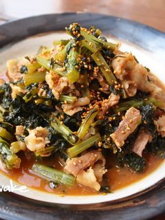 大根の葉と豚バラ肉の味噌炒め-レシピのメイン写真