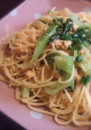 フライパンひとつで青梗菜とツナのパスタ-レシピのメイン写真