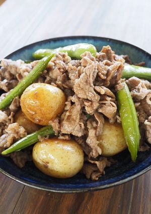 《主菜》スナップエンドウと牛肉の甘辛煮-レシピのメイン写真