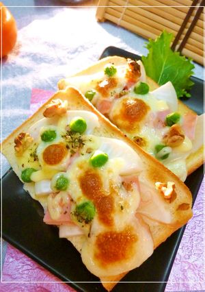 蕪とハムと豆のトースト　ハーブの香り-レシピのメイン写真