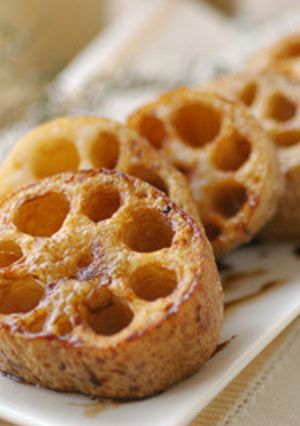 皮つき蓮根のバルサミコソースがけ-レシピのメイン写真