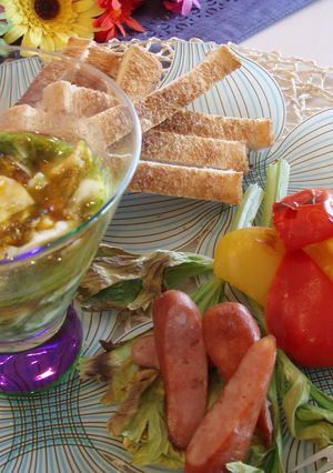 バジルポーチドエッグ☆焼きお野菜とパン-レシピのメイン写真