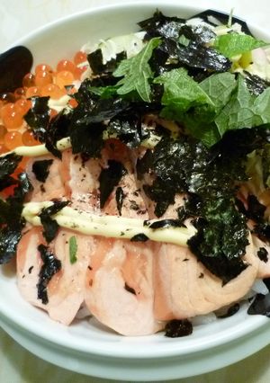 あぶりトロサーモンといくらの丼-レシピのメイン写真