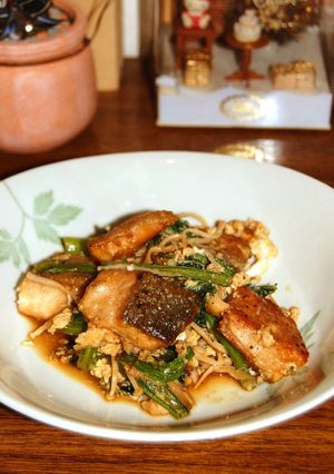 秋鮭とチンゲン菜の中華味炒め-レシピのメイン写真