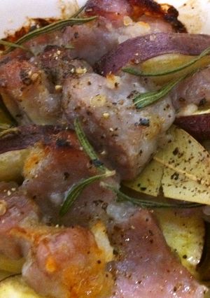 塩麹レシピ☆豚肉とさつまいものハーブ焼き-レシピのメイン写真