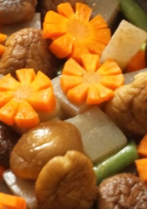 にんじん花で可愛く、簡単煮物♪-レシピのメイン写真