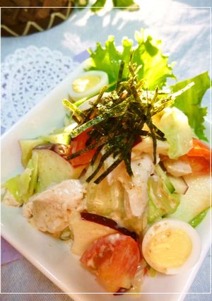鶏とキャベツとりんごのサラダ　胡麻生姜味-レシピのメイン写真