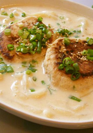 おからハンバーグをトッピングに豆乳うどん-レシピのメイン写真