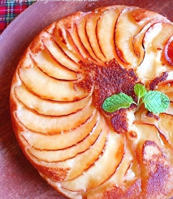 フライパンで簡単！カラメルアップルケーキ-レシピのメイン写真