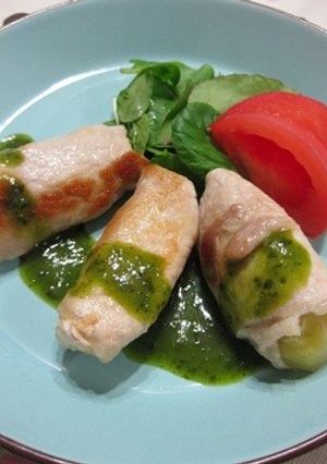 豚肉のポテト巻き　バジルソース-レシピのメイン写真