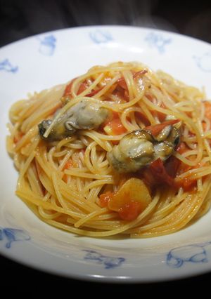 牡蠣とトマトのパスタ-レシピのメイン写真