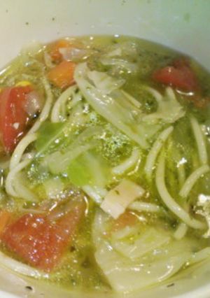 バジル風味のスープパスタ-レシピのメイン写真