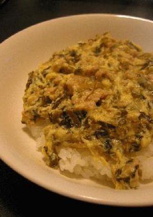 タカナと鶏そぼろのあんかけご飯-レシピのメイン写真