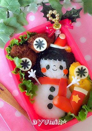 *キャラ弁*クリスマス*雪だるまこども-レシピのメイン写真