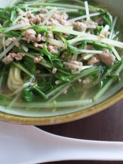 水菜とひき肉のあんかけ蕎麦-レシピのメイン写真