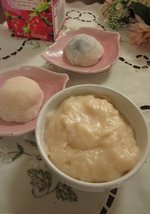 イチゴ風味のジュースでクリーム＆大福-レシピのメイン写真