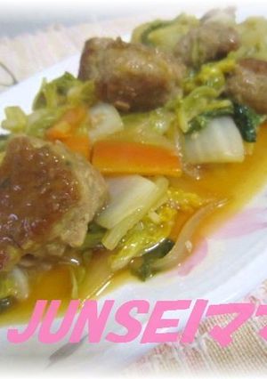 白菜と豚肉団子の甘酢炒め♡-レシピのメイン写真