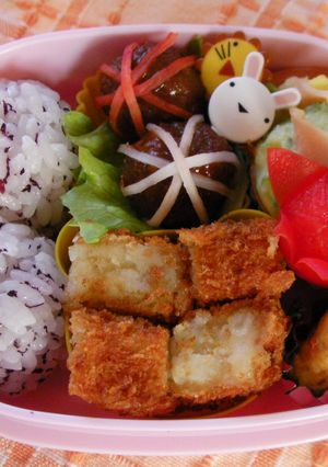 お弁当に☆コロッケでチェック柄♪-レシピのメイン写真