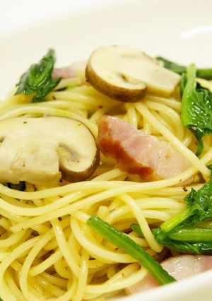 マッシュルームとホウレンソウのパスタ♪-レシピのメイン写真