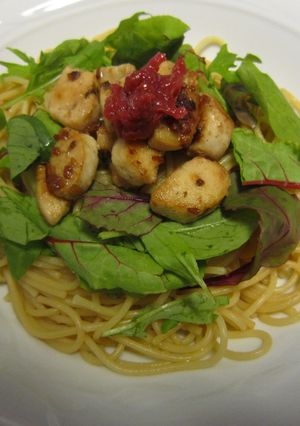 ささみと梅肉のバターしょうゆパスタ-レシピのメイン写真