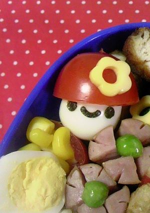 お花でおめかし♪うずらできのこちゃん-レシピのメイン写真